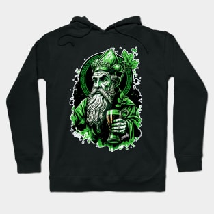 Funny Drunk Saint Patrick Drinking a Green Beer Graffiti by gnarly Hoodie